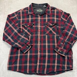 VTG Berne Apparel Shirt Men's XL Flannel Red Navy Plaid Quilted Lining Workwear